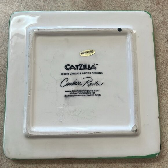 Catzilla Halloween Cats Ceramic Square Trivet Tile Candace Reiter - Picture 3 of 7